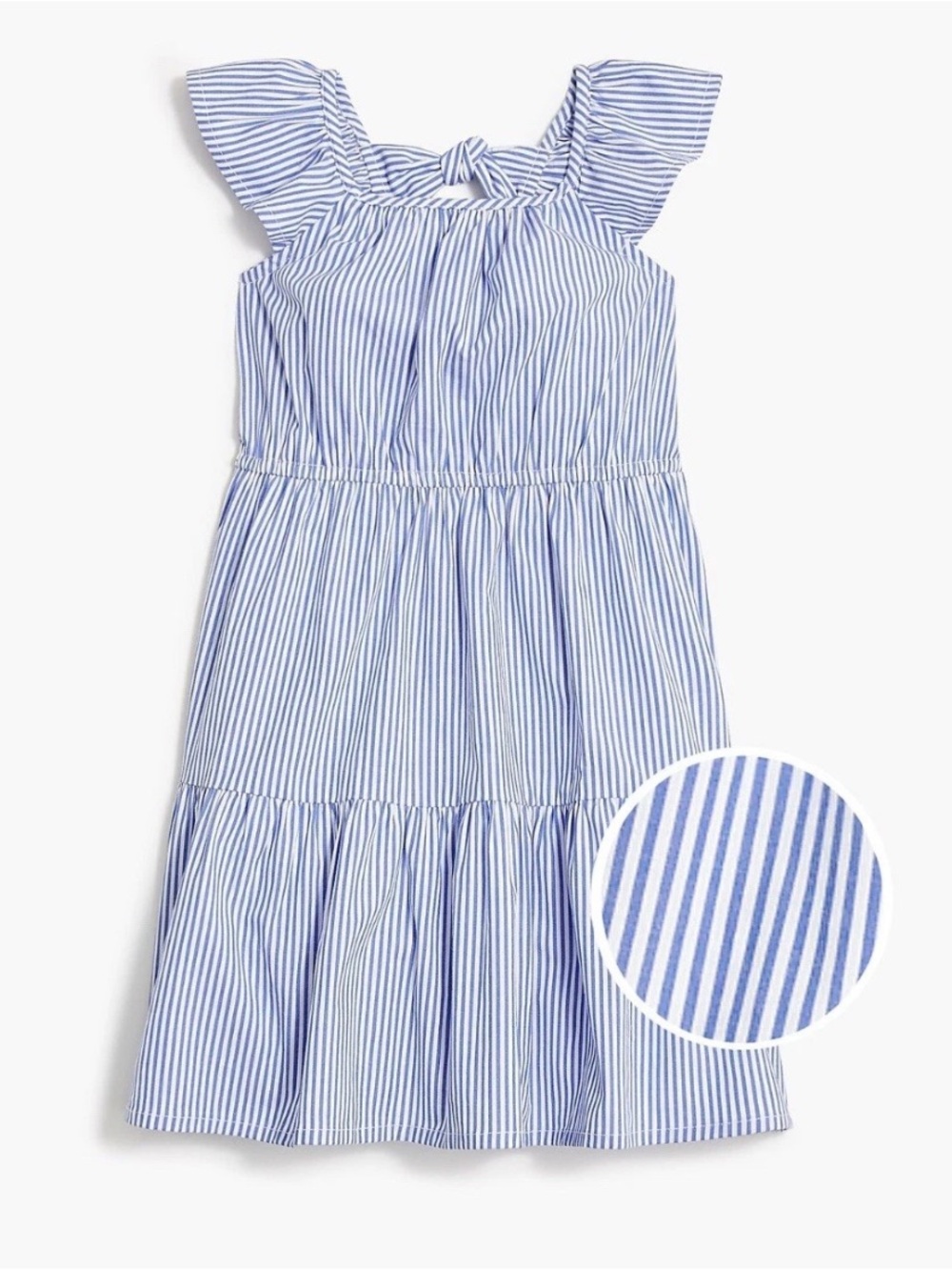 J. Crew Factory Crewcuts  Blue and White Striped Bow Back Sundress 8
